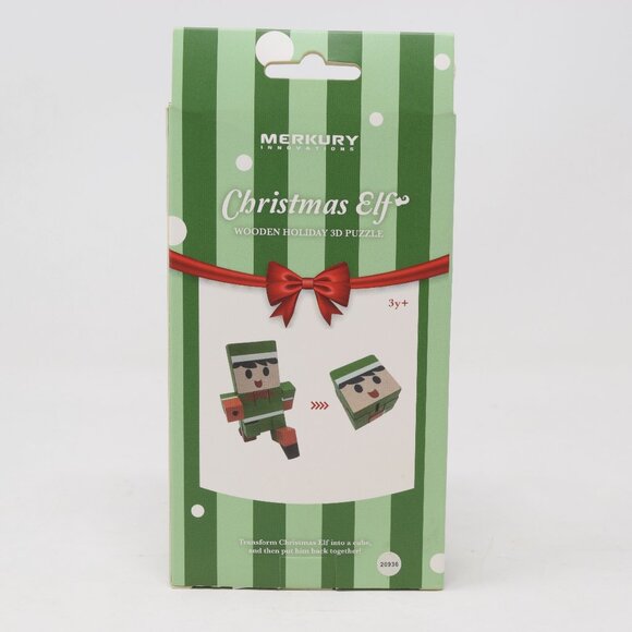 2020 Merkury Innovations Christmas Elf Wooden 3D Puzzle Holiday Secret Santa - Picture 2 of 16